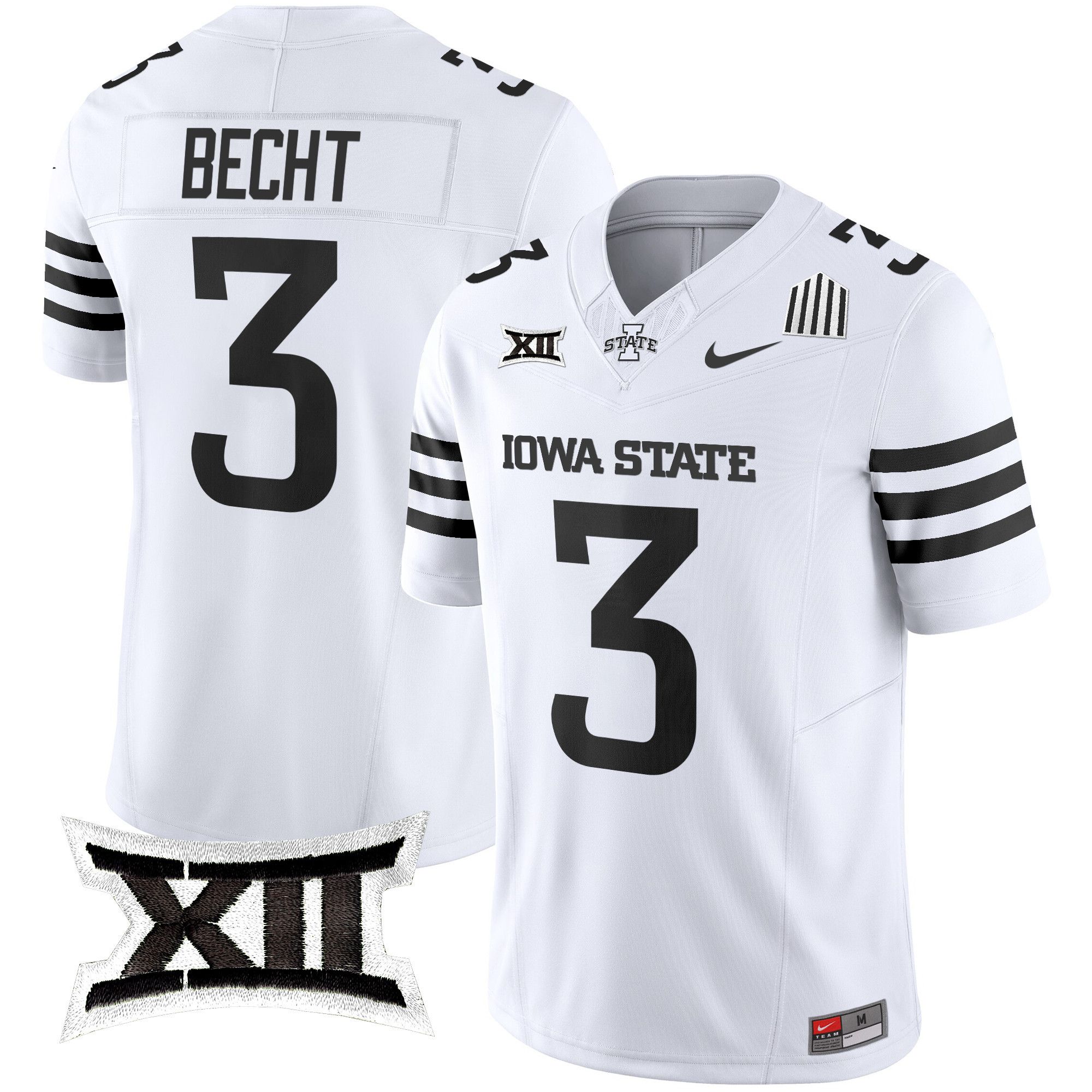Men Iowa State Cyclones #3 Becht White Nike 2024 Vapor Limited NCAA Jersey style 1->customized ncaa jersey->Custom Jersey